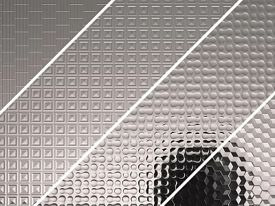 Modern Metallic Wall Surface With Grid Dot Hexagonal And Textured Patterns 3d model