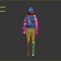 Fashionable Woman Wearing Colorful Printed Coat Leopard Print Shorts Knee High Socks And Boots