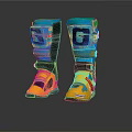 Blue And Yellow Shin Guards With G Logo For Sports Protection