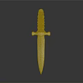 Decorative Dagger Weapon with Silver Blade and Intricate Carved Hilt Design