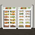 Retail Display Refrigerators Stocked With Assorted Fresh Fruits And Vegetables
