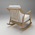Modern Wooden Rocking Chair With Light Wood Frame And White Cushion