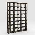 Dark Brown Vertical Display Shelf With Grid Design And Multiple Storage Layers