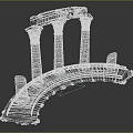 Classical Stone Architectural Component Featuring Columns Arched Base And Carved Details 3d model