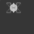 Geometric Mechanical Character With Transparent Panels Black Sphere And Red Lights