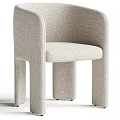 Modern Light Gray Fabric Armchair With Curved Armrest And Sleek Cylindrical Legs