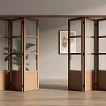 Modern Interior Folding Doors With Wooden Frame Glass Panels In Bright Room
