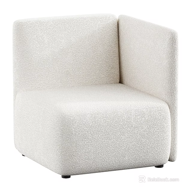 Comfortable Plush Cream Single Sofa With Modern Curved Armrest Design 3d model 
