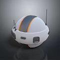 Modern White Spherical Robot With Orange Gray Stripe Antennas And Square Components 3d model