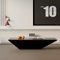 Modern Sofa Coffee Table Set With Black Table Oranges Open Book TV And Wall Decor 3d model