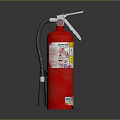 Red Fire Extinguisher With Hose Handle And Instruction Label On Shiny Surface