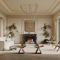 Elegant Modern Living Room Interior With Velvet Sofa Crystal Chandelier And Wooden Coffee Table