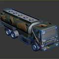 Camouflage Military Tanker Truck With Multiple Circular Hatches On Tank Body