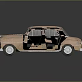 Vintage Brown Classic Car Model With Textured Surface On Black Reflective 3d model
