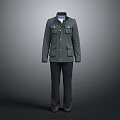 Green Jacket With Multiple Pockets And Black Straight Leg Trousers Outfit