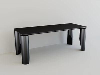 Modern Minimalist Black Dining Table With Unique Legs And White Walls Light Floor 3d model