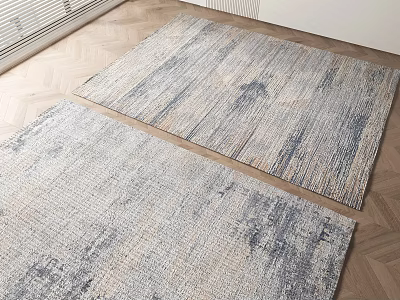 Square Rugs With Gray Blue Textured Pattern For Modern Home Wooden Floor 3d model