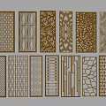 Wooden Room Dividers With Various Intricate Patterns For Interior Decor 3d model