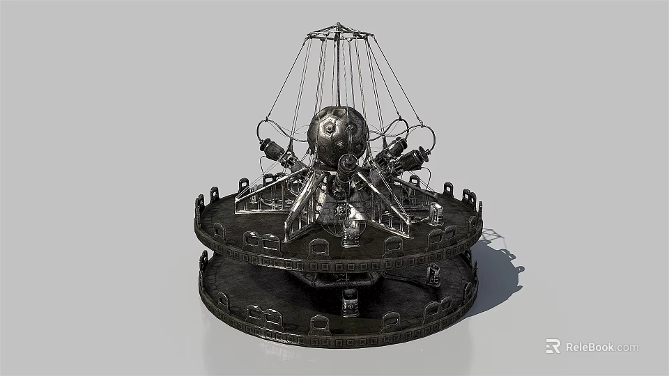 Industrial Equipment Featuring Circular Base And Central Spherical Metallic Structure 3d model 