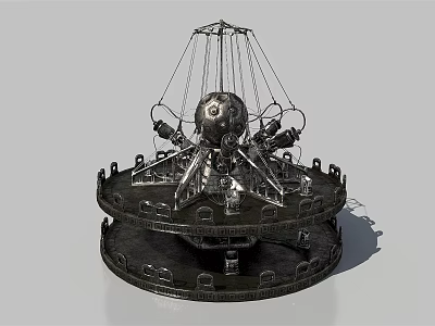 Industrial Equipment Featuring Circular Base And Central Spherical Metallic Structure 3d model