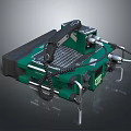 Green Black Industrial Mechanical Tool With Metal Frame And Cables 3d model
