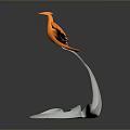 Orange Phoenix Sculpture with Outstretched Wings on White Spiral Base in Modern Artistic