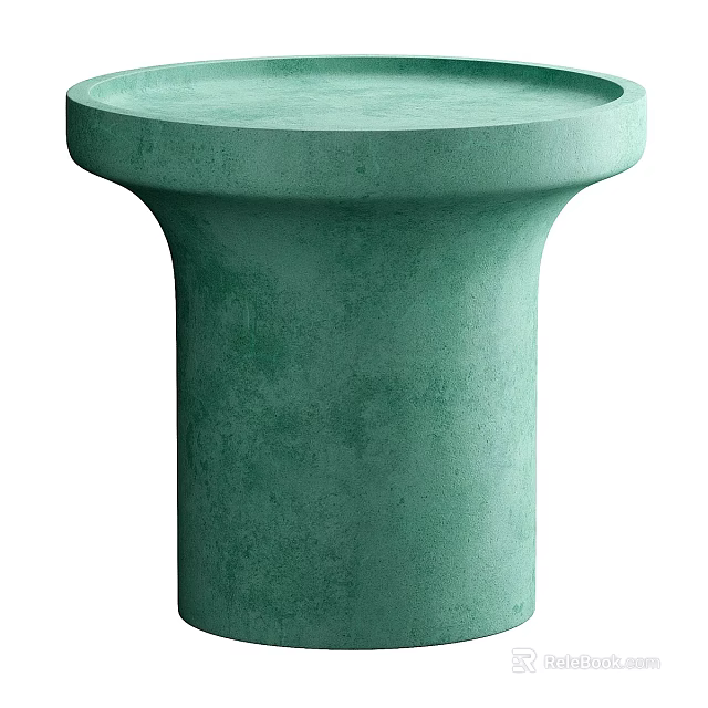 Modern Green Cylindrical Coffee Table With Smooth Concrete Surface Design 3d model
