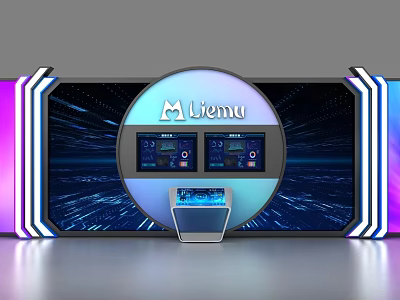 Liemu Commercial Equipment Modern Display Booth With Digital Screens And Tech Lighting 3d model