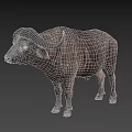 Realistic 3D Buffalo Model Featuring Detailed Horns On Black Background