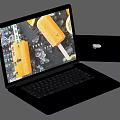 Silver Open Apple Laptop With Popsicle Image Desktop Background And Closed Laptop