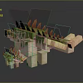 Detailed Block Style Large And Small Dinosaur Model Figures With Green Moss And Orange Spines