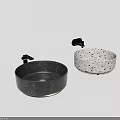 Two Wall Mounted Washbasins One Black And One White With Speckles Design 3d model