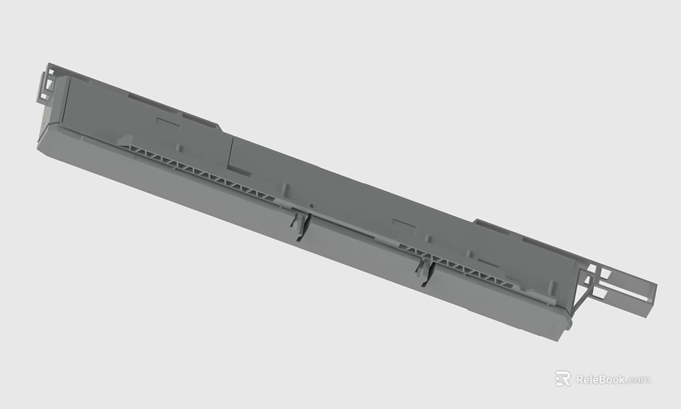 Gray Long Industrial Mechanical Part With Holes And Connection Structure 3d model 
