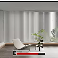 Modern Interior With Venetian Blinds On Large Window White Chair Small Table And Plant