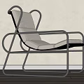 Stylish Modern Leisure Chair With Curved Black Metal Frame And White Padded Seat Backrest