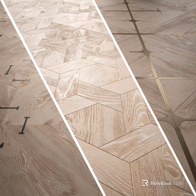 Wooden Floor Components With Geometric Patterns Natural Texture And Metallic Accents 3d model 