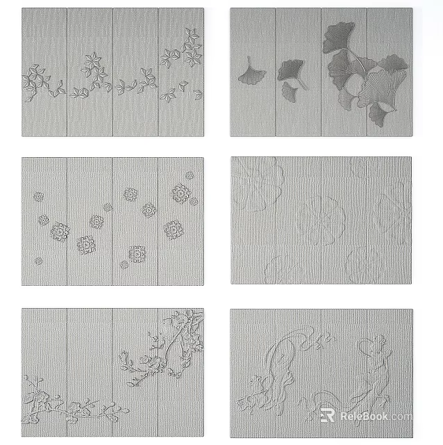 Stylish Upholstery Design With Various Floral Leaf Patterns And Decorative Elements 3d model 