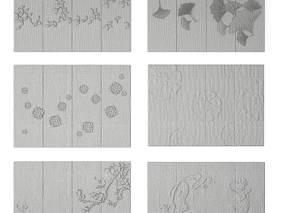 Stylish Upholstery Design With Various Floral Leaf Patterns And Decorative Elements 3d model