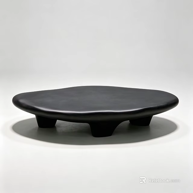 Modern Black Coffee Table with Irregular Smooth Top and Sturdy Legs Design 3d model 