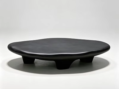 Modern Black Coffee Table with Irregular Smooth Top and Sturdy Legs Design 3d model