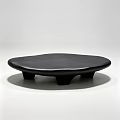 Modern Black Coffee Table with Irregular Smooth Top and Sturdy Legs Design