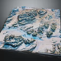 Detailed 3D Terrain Model Featuring Mountainous Landforms Rock Formations Water Elements And Natural Textures