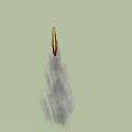 Rocket Weapon Launching With Flame At Base White And Yellow Stripes 3d model