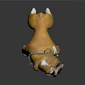 Cute Brown And White Bulldog Doll With Realistic Design Standing For Home Decoration