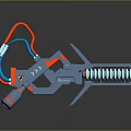 Futuristic Sci Fi Mechanical Weapon With Blue Energy Core And Red Cables
