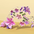 Creative Floral Art Installation With Pink Purple Flowers And White Wire Frame Design