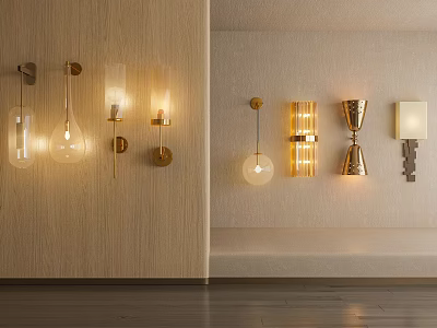 Modern Wall Lamps With Brass Metal Frames And Glass Shades For Interior Walls 3d model
