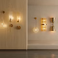 Modern Wall Lamps With Brass Metal Frames And Glass Shades For Interior Walls
