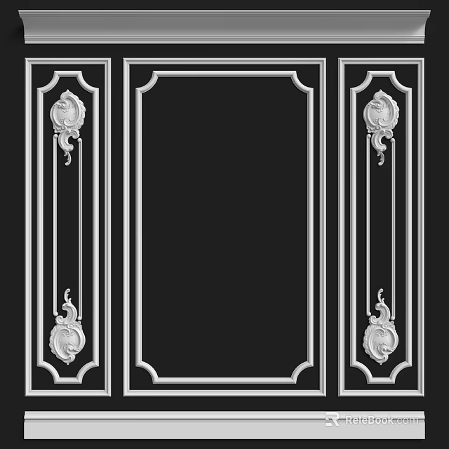 Classical Decorative Components With White Border And Symmetrical Ornamental Panel Design 3d model 