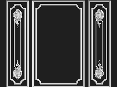 Classical Decorative Components With White Border And Symmetrical Ornamental Panel Design 3d model